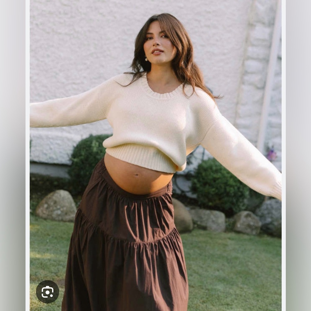 Harly Jae Espresso Prairie Cotton Women’s Brown Tiered Midi Maxi Skirt - Picture 5 of 6